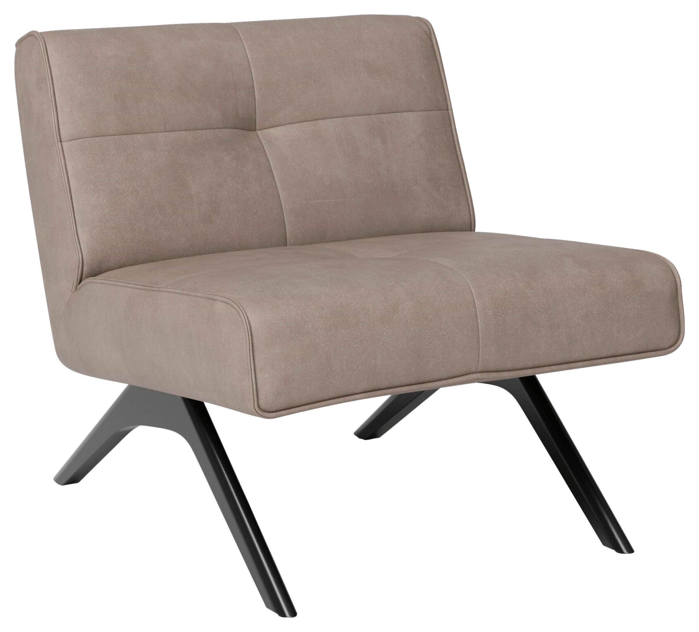 SESSEL in Echtleder Graubraun  - Graubraun/Schwarz, Design, Leder/Holz (74/72/83cm) - Joop!