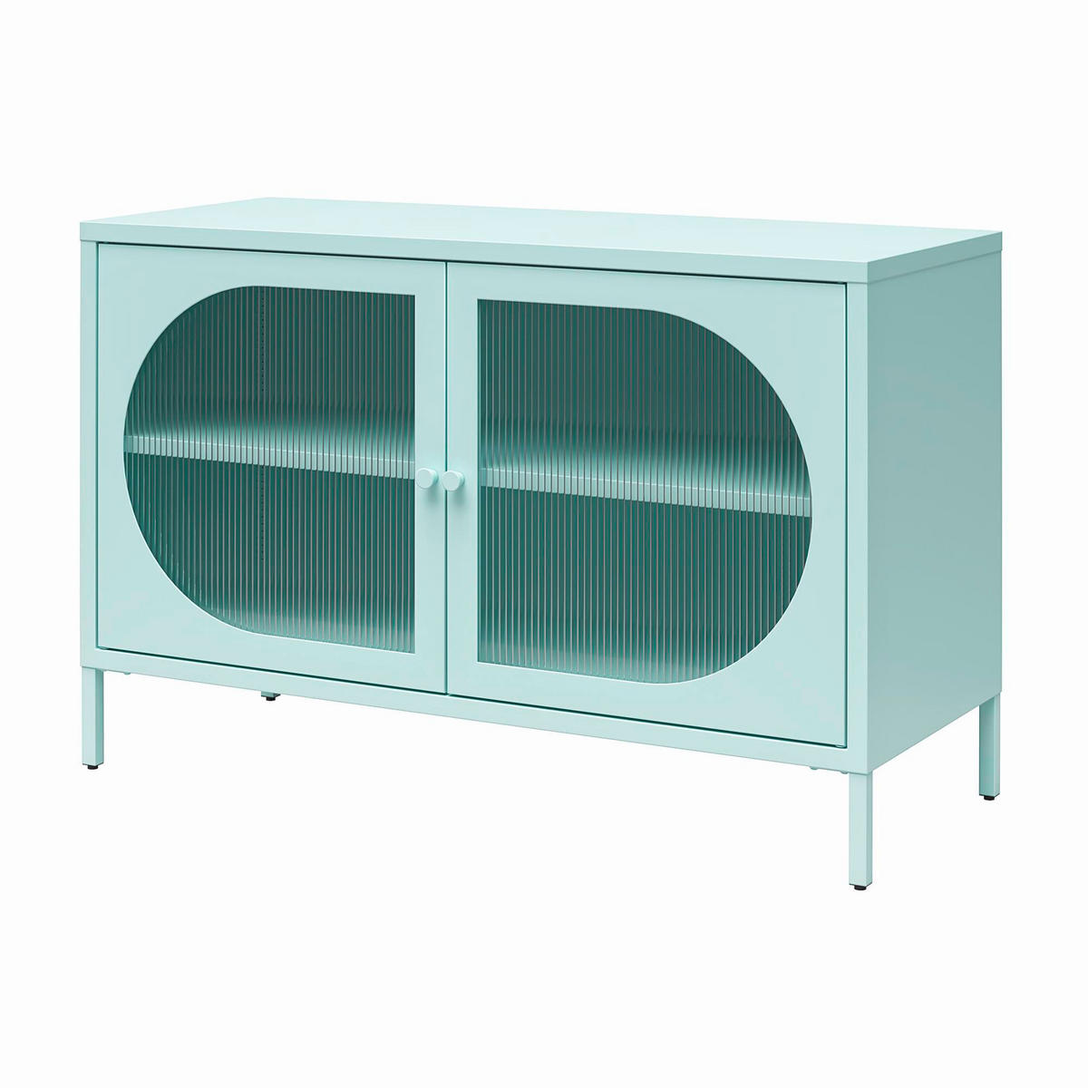 KOMMODE Luna   in 100/64/40 cm  - Blau, Design, Glas/Metall (100/64/40cm) - MID.YOU