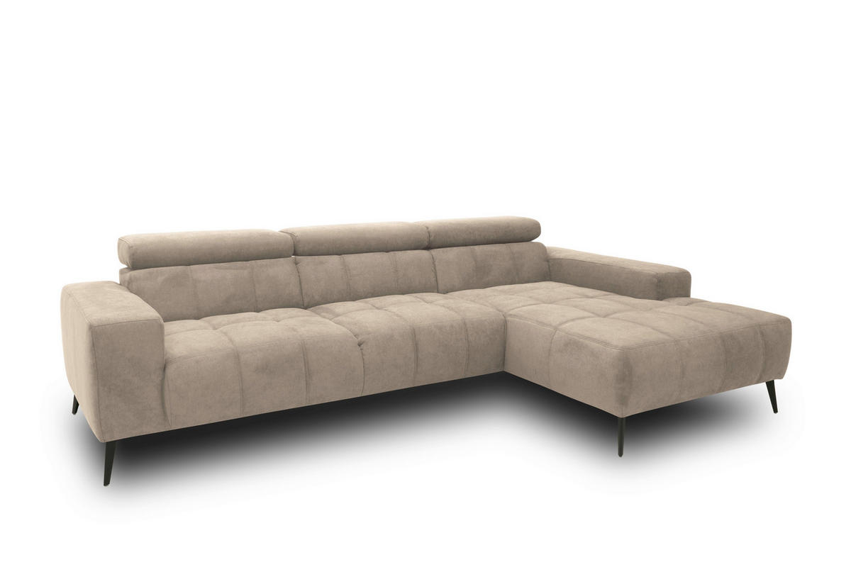 ECKSOFA TRENTO Taupe Mikrofaser  - Taupe/Dunkelgrau, MODERN, Textil/Metall (287/175cm) - MID.YOU