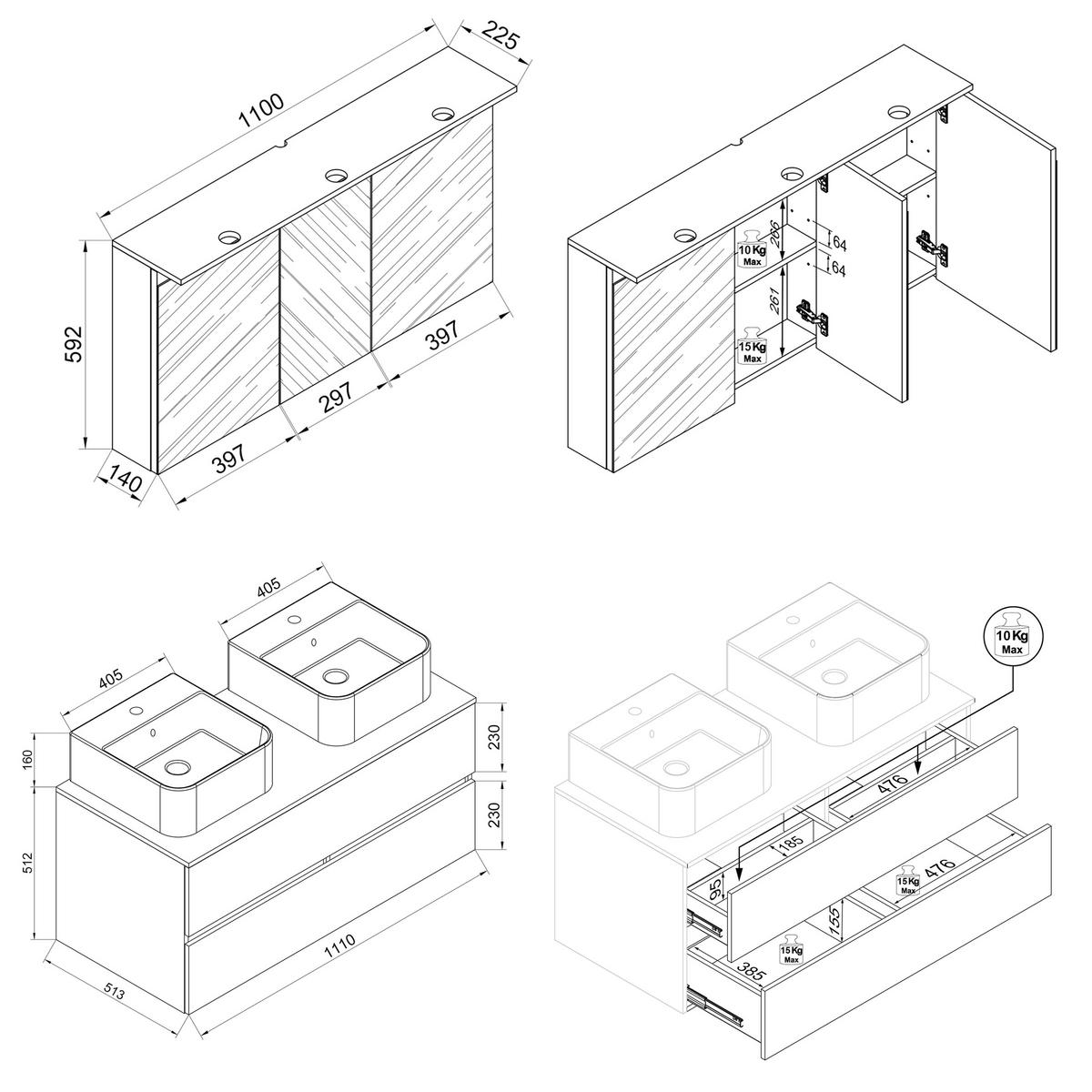  111 cm  - honungsek/vit, Trend, trämaterial/keramik (111cm) - MID.YOU