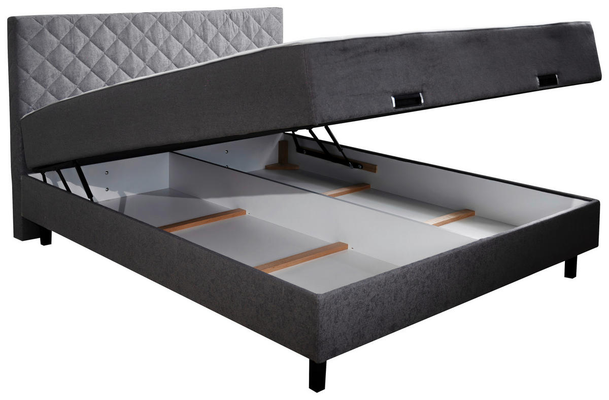 POSTELJA Z VZMETNICO 140 cm   x 200 cm  , les, tekstil siva  - črna/siva, Konvencionalno, tekstil/les (140/200cm) - Boxxx