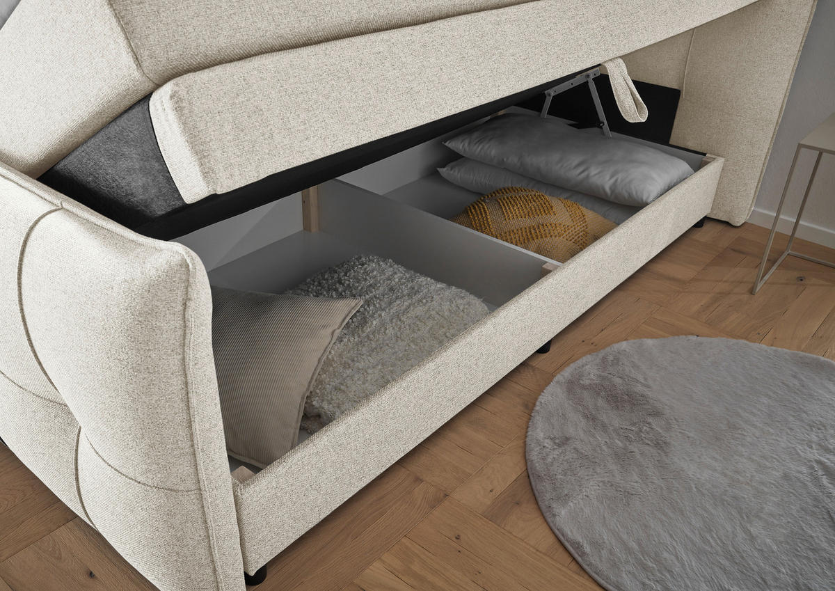 BOXSPRINGBETT 160/200 cm  in Creme  - Creme/Schwarz, Modern, Holzwerkstoff/Kunststoff (160/200cm) - MID.YOU