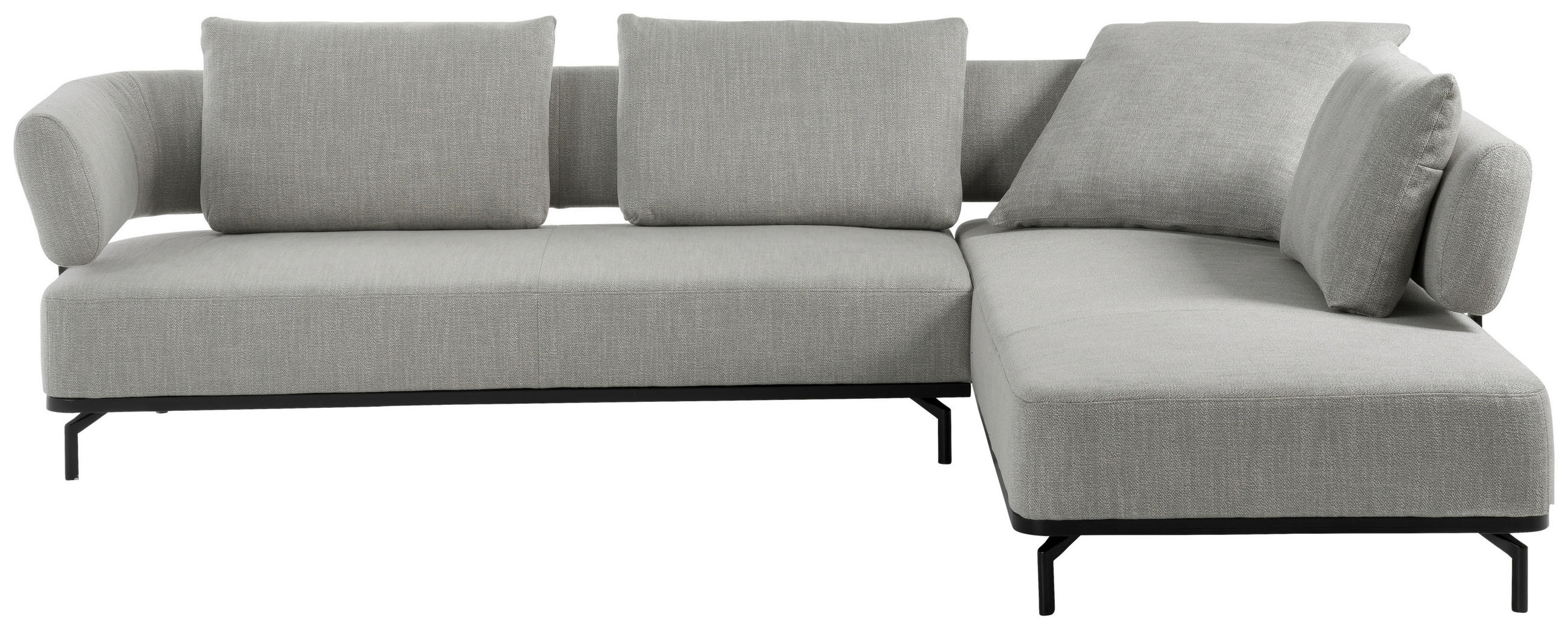 ECKSOFA in Flachgewebe Hellgrau  - Hellgrau/Schwarz, Design, Textil/Metall (302/237cm) - Dieter Knoll