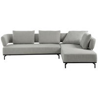 ECKSOFA Hellgrau Flachgewebe  - Hellgrau/Schwarz, Design, Textil/Metall (302/237cm) - Dieter Knoll
