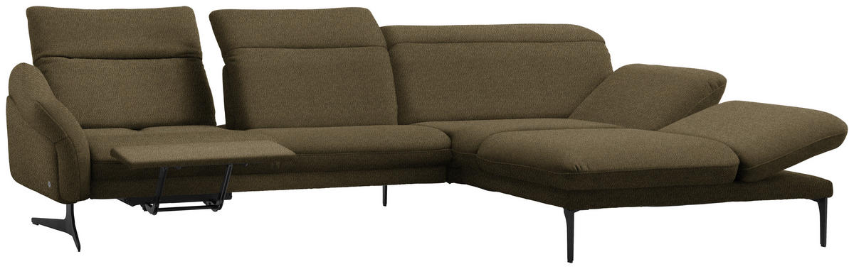 ECKSOFA in Webstoff Dunkelgrün  - Dunkelgrün/Anthrazit, Design, Textil/Metall (299/203cm) - Himolla