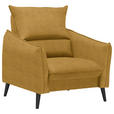 SESSEL in Velours Gelb  - Gelb/Schwarz, Design, Holz/Textil (96/98/100cm) - Carryhome