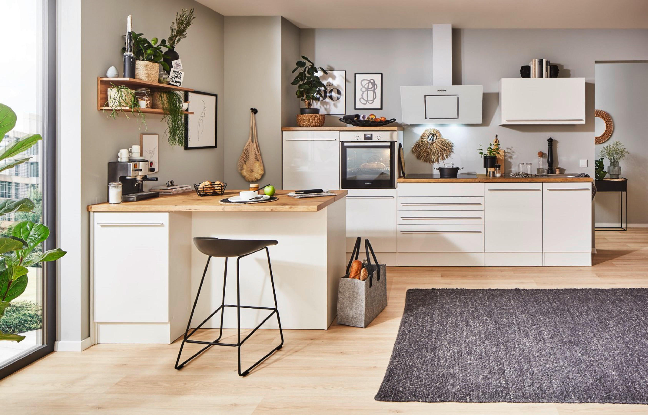 MODULKÖK 320-150 cm   i vit högglans  - stålfärgad/vit, Design, trämaterial/plast (320-150cm) - Respekta
