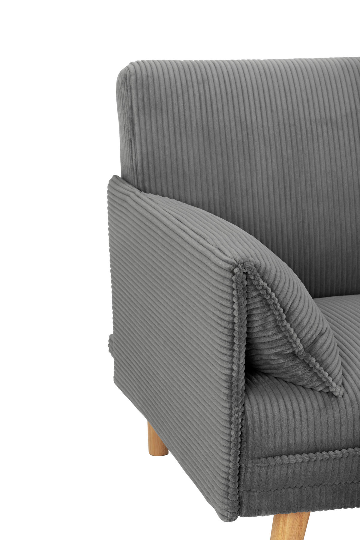 SCHLAFSOFA Cord Grau  - Naturfarben/Grau, Design, Holz/Textil (193/81/92cm) - Livetastic