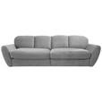 BIGSOFA Flachgewebe Hellgrau  - Hellgrau/Schwarz, MODERN, Kunststoff/Textil (290/96/113cm) - Cantus