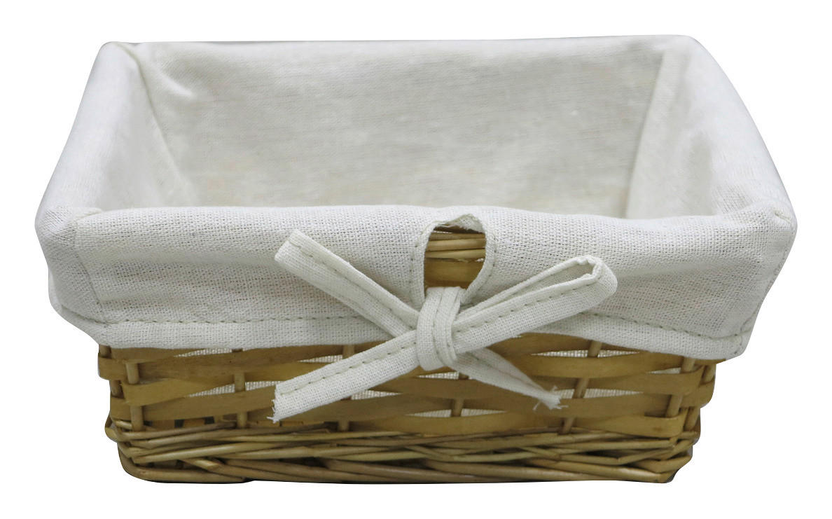 CUTIE PENTRU ETAJERĂ 25/25/10 cm   - alb/culoare natur, Basics, lemn/textil (25/25/10cm) - Ambia Home