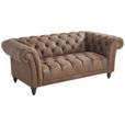 CHESTERFIELD-SOFA Dunkelbraun Echtleder  - Dunkelbraun, LIFESTYLE, Leder/Holz (200/74/101cm) - Landscape