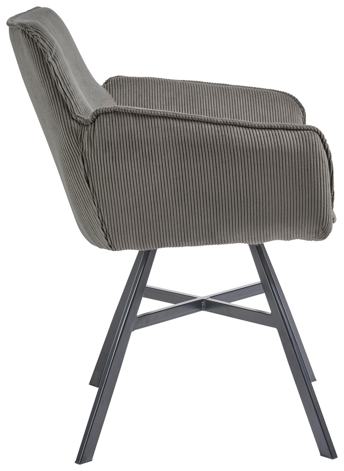 ARMLEHNSTUHL  in Cord  - Schwarz/Grau, Design, Textil/Metall (60/84/65cm) - SetOne by Musterring