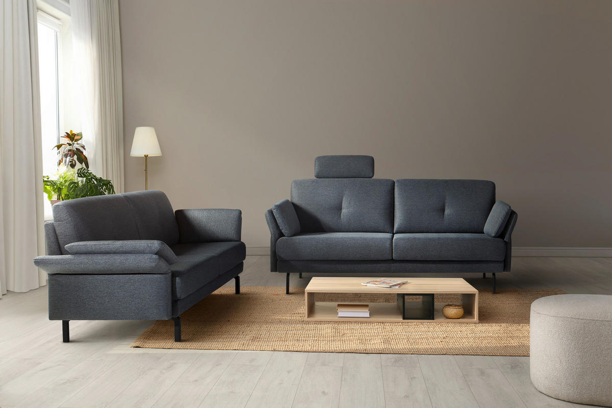 2-SITZER-SOFA Flachgewebe Anthrazit  - Chromfarben/Anthrazit, Konventionell, Textil/Metall (165/82/84cm) - Horst AG