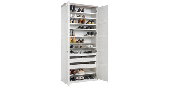 SCHUHSCHRANK  in 90,2/196,7/38,5 cm  - Weiß/Grau, LIFESTYLE, Holzwerkstoff/Metall (90,2/196,7/38,5cm) - Hom`in