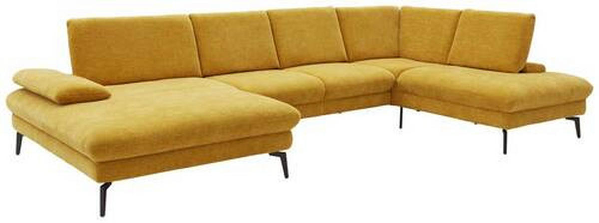 WOHNLANDSCHAFT in Webstoff Currygelb  - Currygelb/Schwarz, Design, Textil/Metall (157/354/208cm) - Dieter Knoll