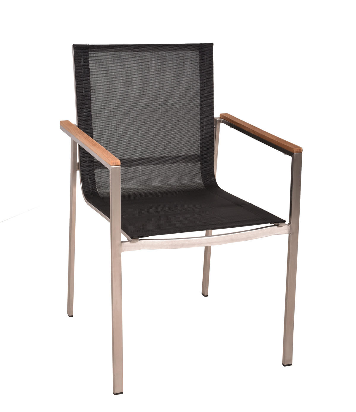 GARTENSTUHL-SET Holz, Metall, Kunststoff Schwarz, Silberfarben, Teakfarben  - Silberfarben/Schwarz, Basics, Holz/Kunststoff (58/86/55cm) - Gardenson