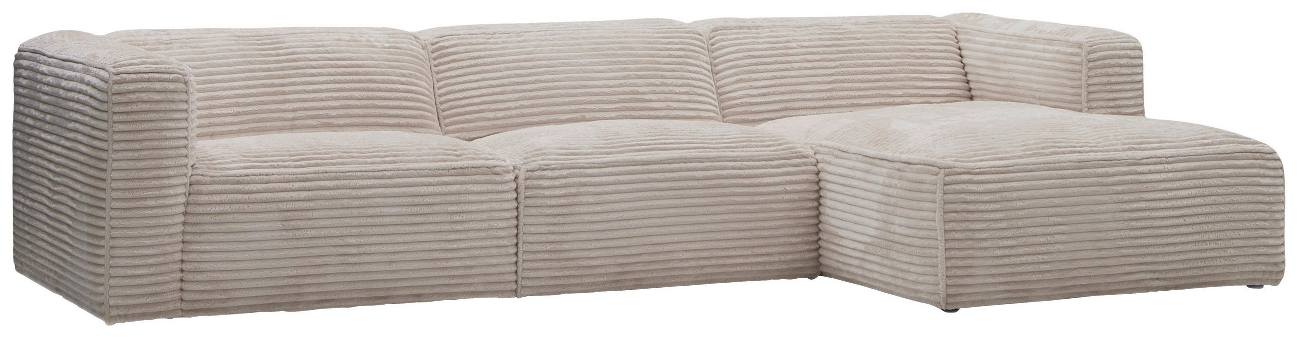 ECKSOFA in Cord Creme  - Creme/Schwarz, Design, Kunststoff/Textil (332/163cm) - Livetastic