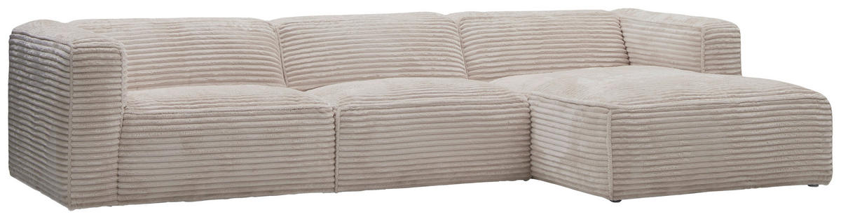 ECKSOFA in Cord Creme  - Creme/Schwarz, Design, Kunststoff/Textil (332/163cm) - Livetastic