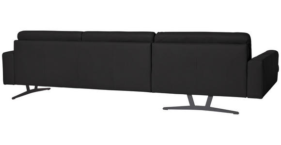 ECKSOFA in Echtleder Schwarz  - Anthrazit/Schwarz, KONVENTIONELL, Leder/Metall (182/324cm) - Ambiente