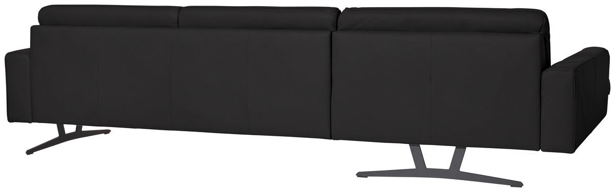 ECKSOFA in Echtleder Schwarz  179/324 cm  - Anthrazit/Schwarz, KONVENTIONELL, Leder/Metall (179/324cm) - Johann Jakob