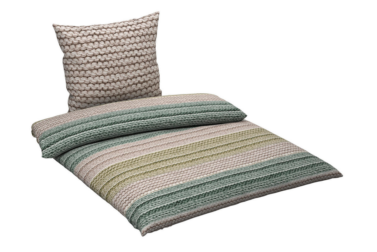 BETTWÄSCHE Cozy Knit Flanell 155/220 cm  - Grün, Design, Textil (155/220cm) - Novel