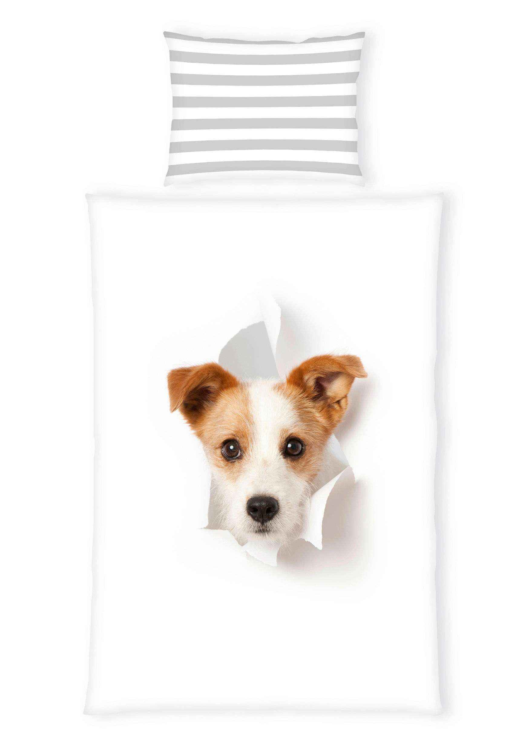 POSTELJINA ZA MLADE 140/200 cm  DOG  - bijela/siva, Konvencionalno, tekstil (140/200cm)