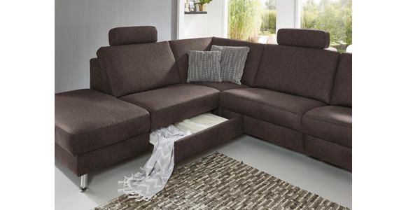 ECKSOFA in Mikrofaser Braun  - Alufarben/Braun, Design, Textil/Metall (242/275cm) - Dieter Knoll