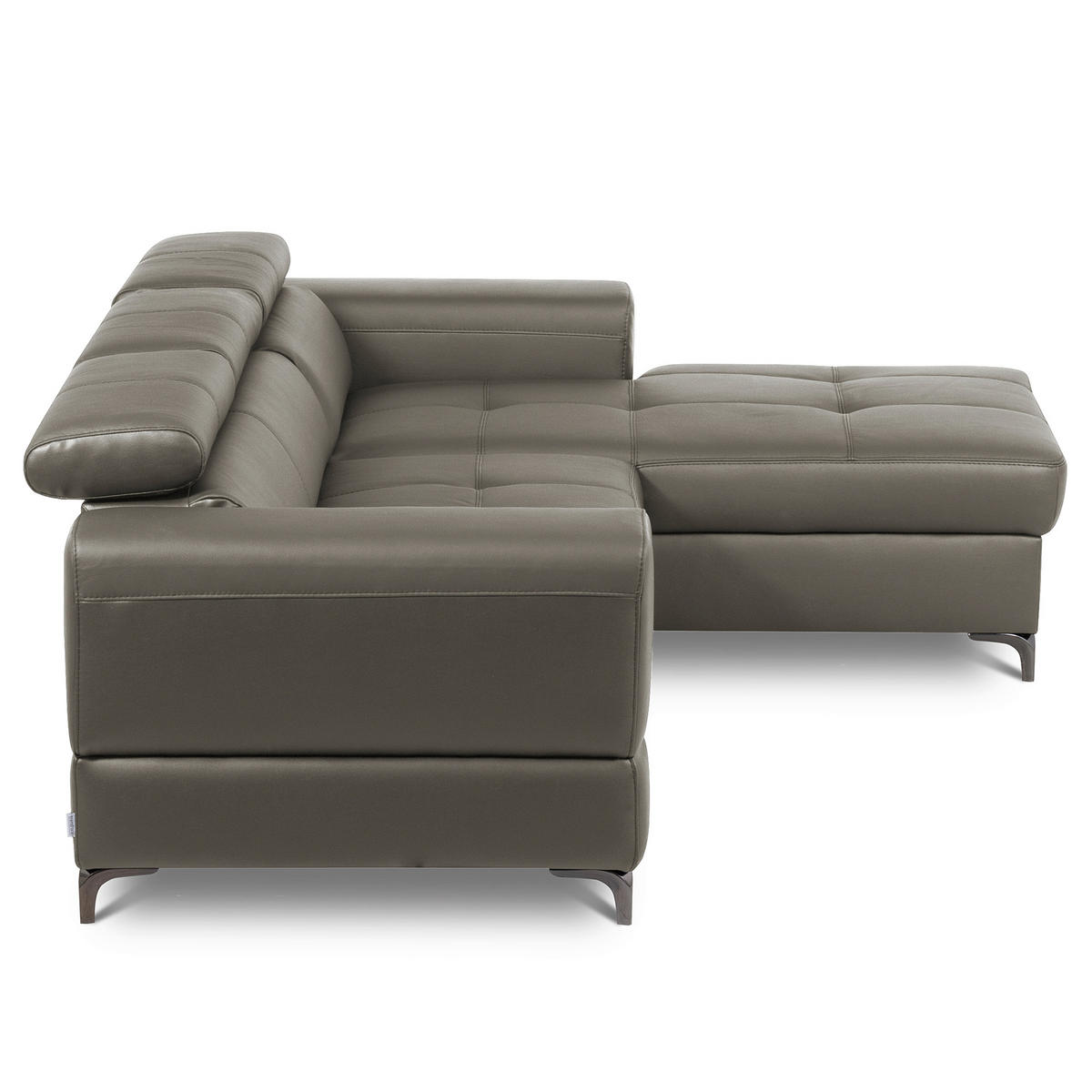 ECKSOFA  in Lederlook Echtleder Schlammfarben  - Schlammfarben/Schwarz, Design, Leder/Textil (247/173cm) - Livetastic