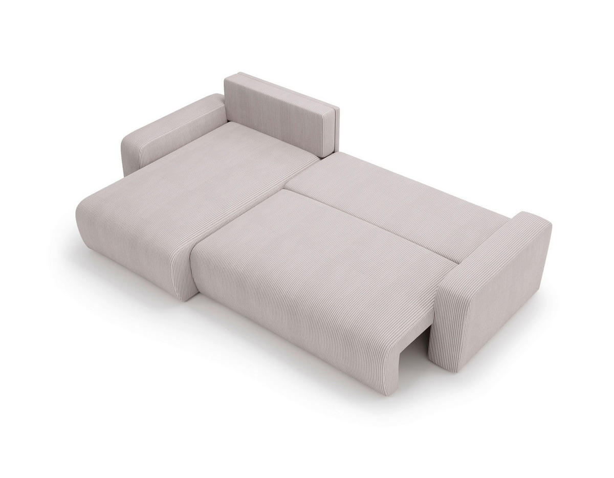 ECKSOFA in Cord Hellgrau  - Hellgrau/Schwarz, Modern, Kunststoff/Textil (150/245cm) - Carryhome
