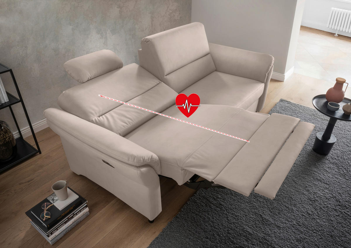 3-SITZER-SOFA in Lederlook Beige  - Beige/Schwarz, MODERN, Holz/Textil (192/90/89cm) - Livetastic