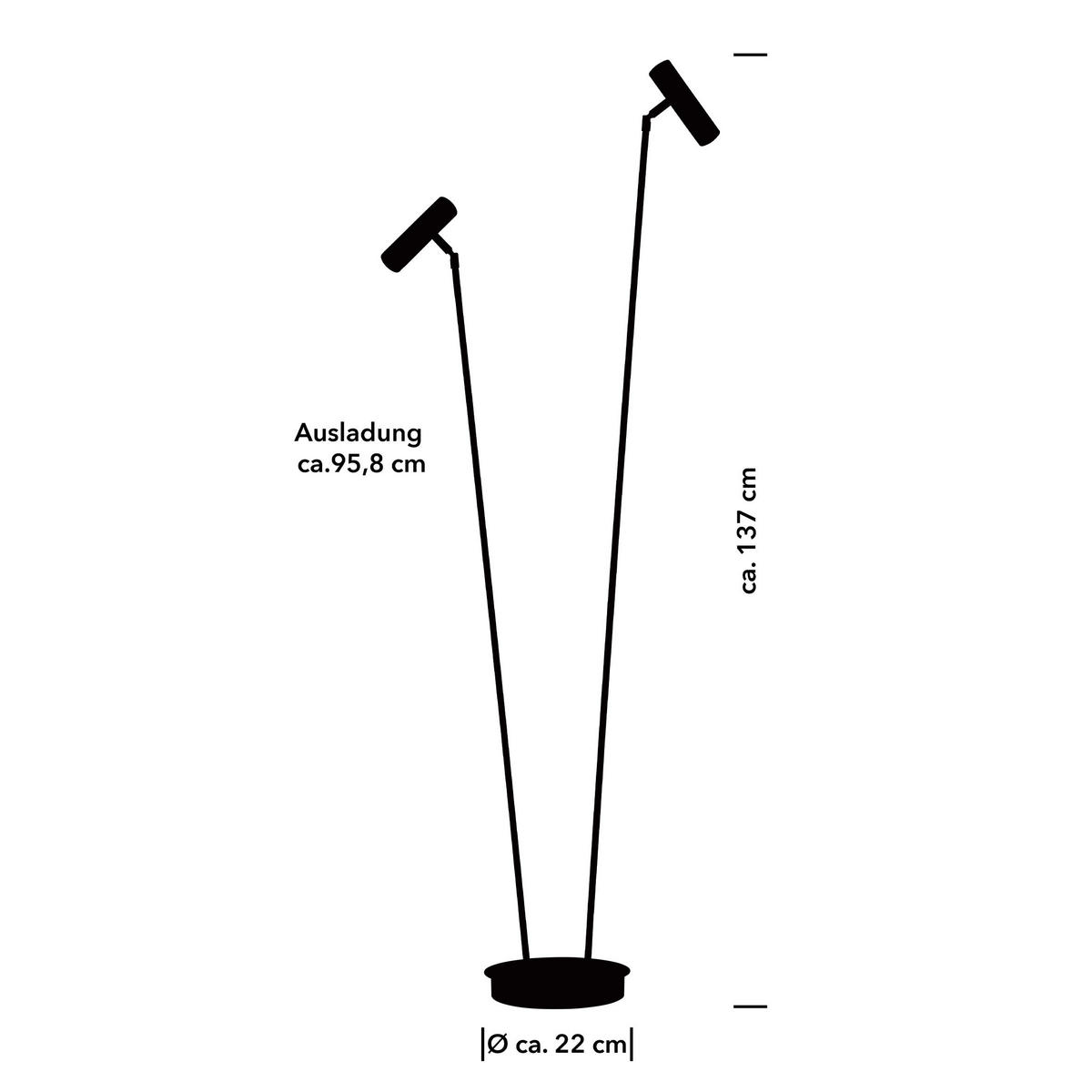 LED-STEHLEUCHTE 95,8/137 cm    - Sandfarben/Weiß, Basics, Kunststoff/Metall (95,8/137cm) - Hell