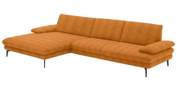 ECKSOFA in Chenille Orange 180/310 cm - Schwarz/Orange, Design, Textil/Metall (180/310cm) - Dieter Knoll