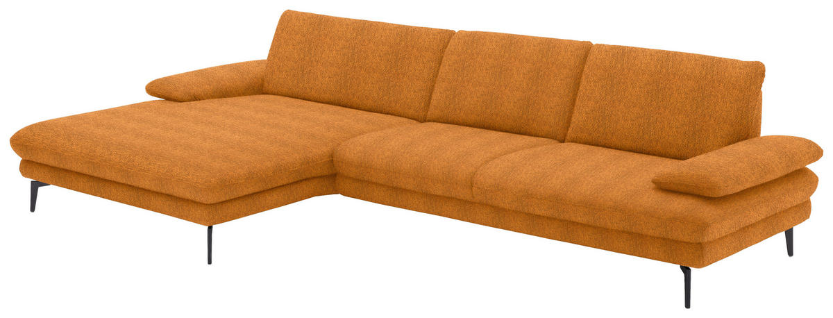ECKSOFA in Chenille Orange  - Schwarz/Orange, Design, Textil/Metall (180/310cm) - Dieter Knoll