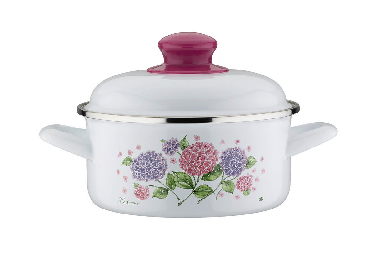 KOCHTOPFSET HORTENSIE 4-teilig  - Weiß, Basics, Metall - GSW
