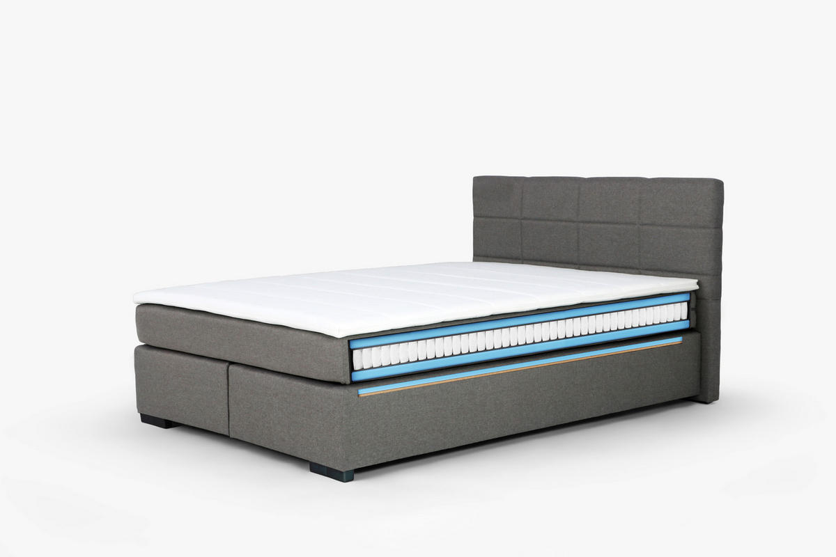 BOXSPRINGBETT 160/200 cm  in Anthrazit  - Anthrazit/Schwarz, MODERN, Kunststoff/Textil (160/200cm) - MID.YOU