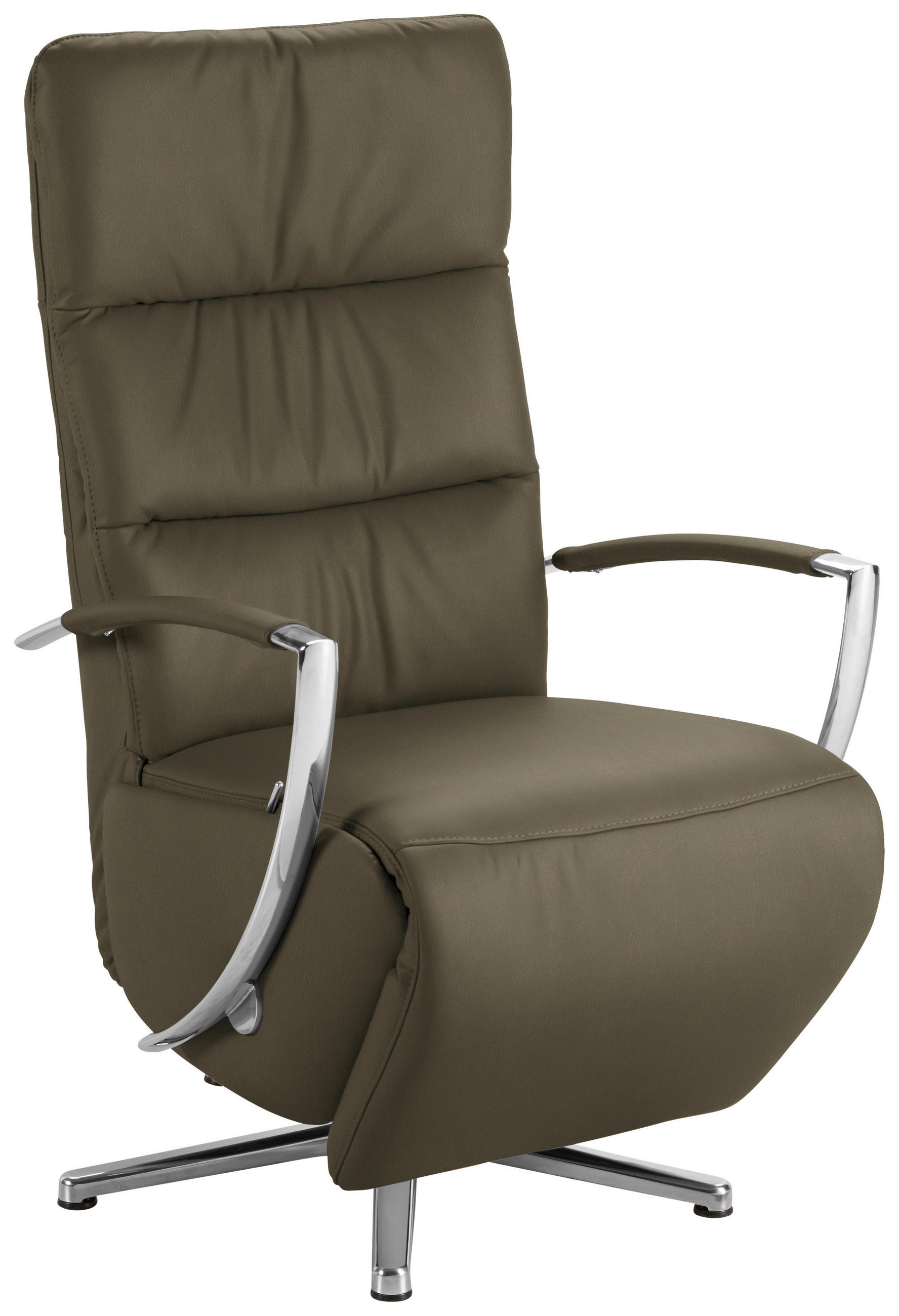 RELAXSESSEL in Leder Olivgrün  - Chromfarben/Olivgrün, Design, Leder/Metall (64/112/80cm) - Cantus