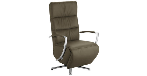 RELAXSESSEL in Leder Olivgrün  - Chromfarben/Olivgrün, Design, Leder/Metall (64/112/80cm) - Cantus