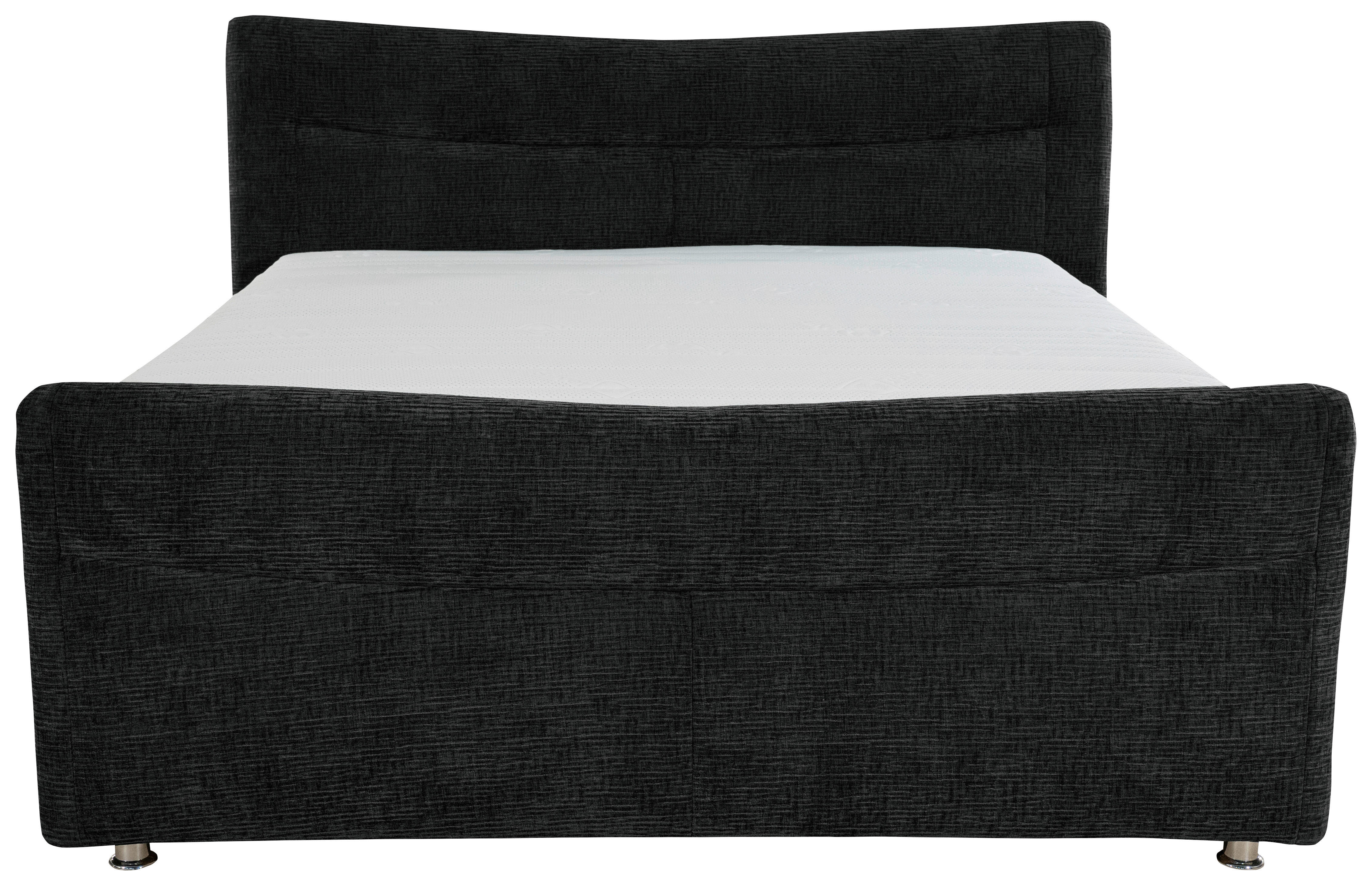 BOXSPRINGBETT 180/200 cm  in Schwarz  - Chromfarben/Schwarz, KONVENTIONELL, Textil/Metall (180/200cm) - Esposa