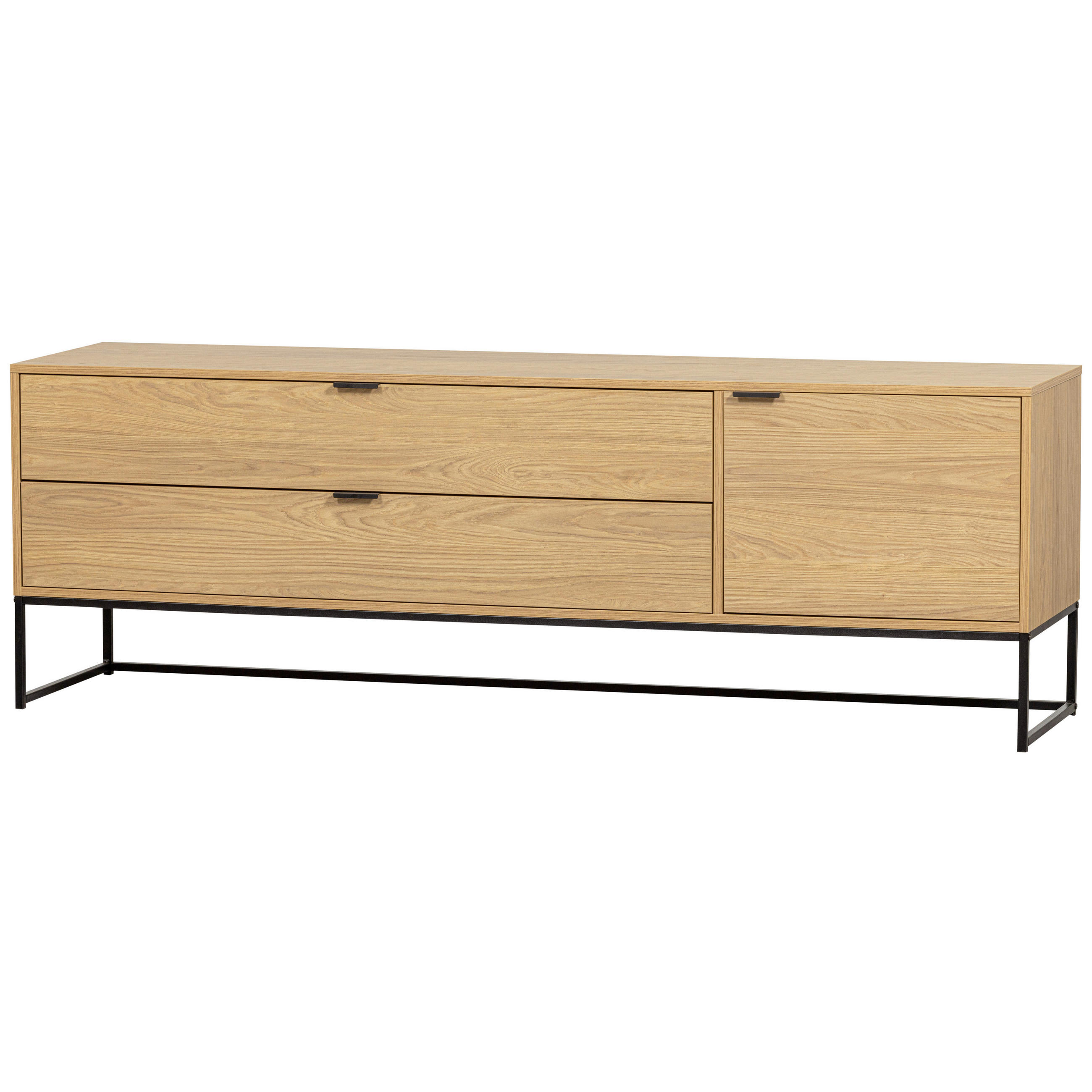 LOWBOARD Silas  in 180/61/44 cm  - Eichefarben/Schwarz, Design, Holz/Metall (180/61/44cm) - Livetastic