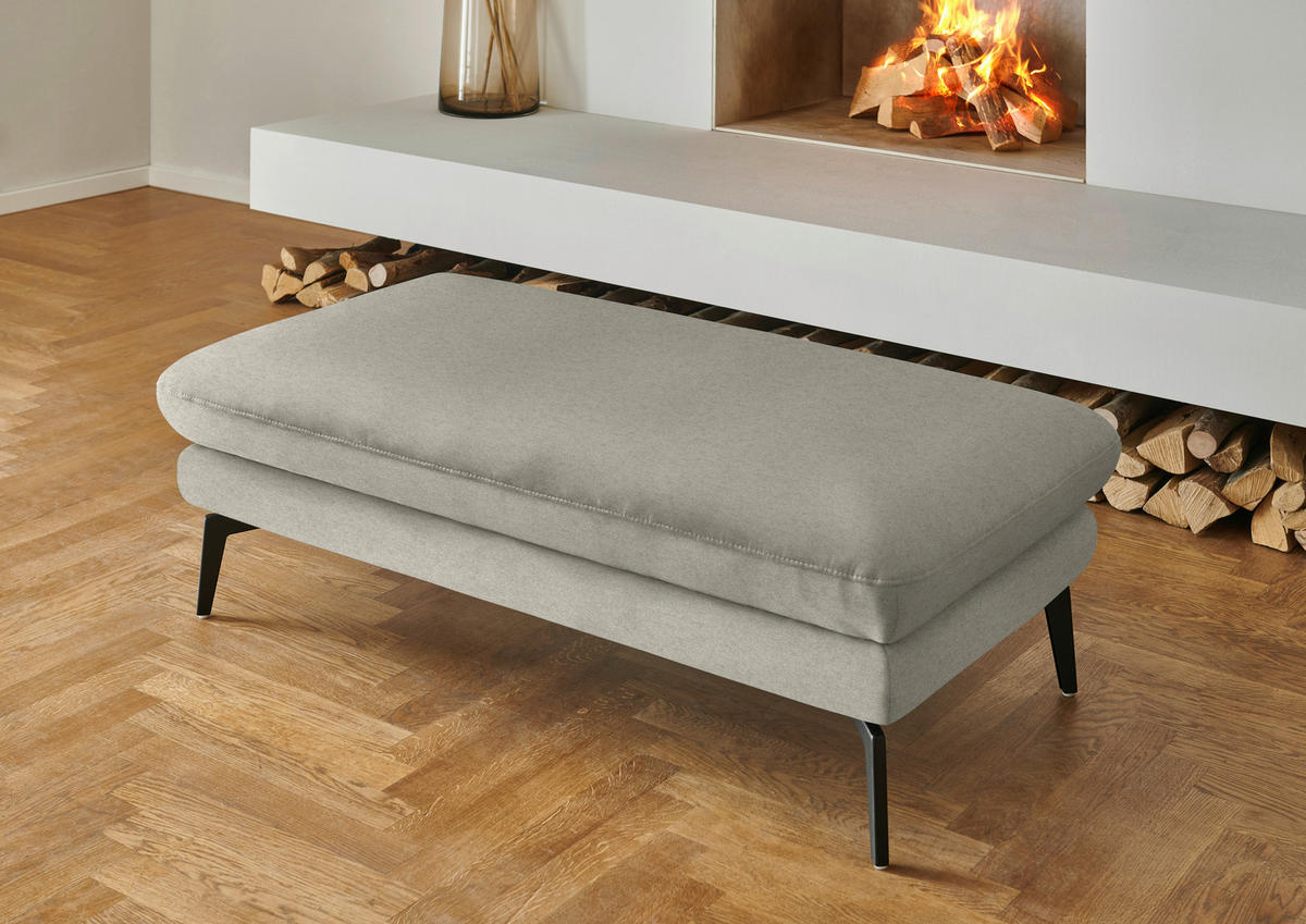 WOHNLANDSCHAFT Chenille, Flachgewebe Greige  - Greige/Schwarz, Design, Textil/Metall (180/344/208cm) - Dieter Knoll