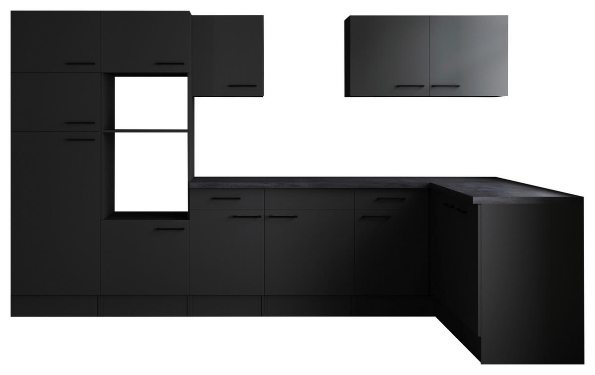ECKKÜCHE 340/172 cm  in Dunkelgrau  - Dunkelgrau/Schwarz, Design, Holzwerkstoff/Metall (340/172cm) - Respekta