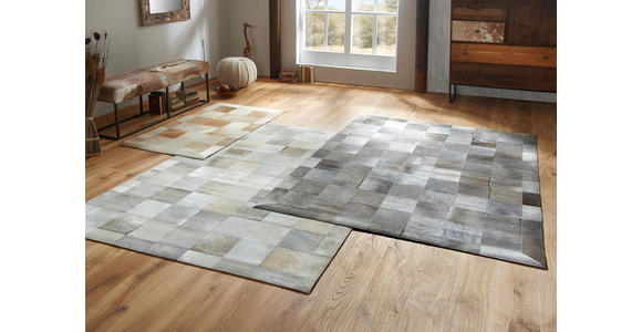 LEDERTEPPICH 80/150 cm Hellgrau - Hellgrau, Basics, Leder/Textil (80/150cm) - Linea Natura