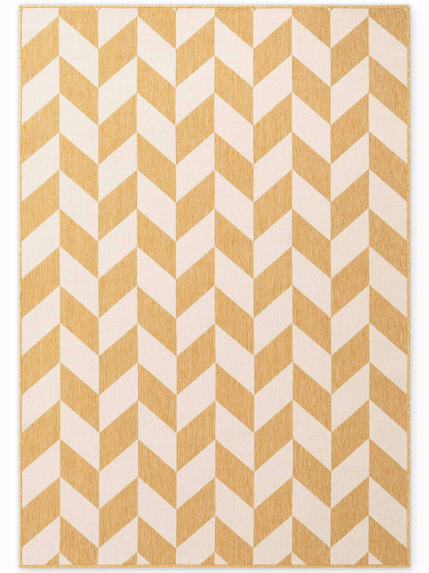 FLACHWEBETEPPICH 200/300 cm Haringey Weiß, Dunkelgelb rechteckig  - Dunkelgelb/Weiß, Design, Kunststoff (200/300cm)