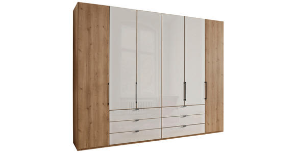 DREHTÜRENSCHRANK in Champagner, Eiche Bianco - Schieferfarben/Eiche Bianco, KONVENTIONELL, Glas/Holzwerkstoff (300/236/58cm) - Dieter Knoll