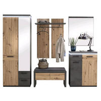 GARDEROBE 5-teilig  in 261/201/38 cm  - Eichefarben/Dunkelgrau, Design, Holzwerkstoff (261/201/38cm) - Voleo