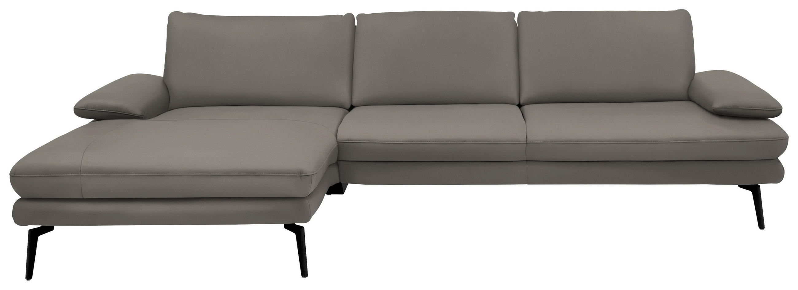 ECKSOFA in Echtleder Hellgrau  - Hellgrau/Schwarz, Design, Leder/Metall (180/310cm) - Dieter Knoll