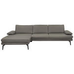 ECKSOFA in Echtleder Hellgrau  180/310 cm  - Hellgrau/Schwarz, Design, Leder/Metall (180/310cm) - Dieter Knoll