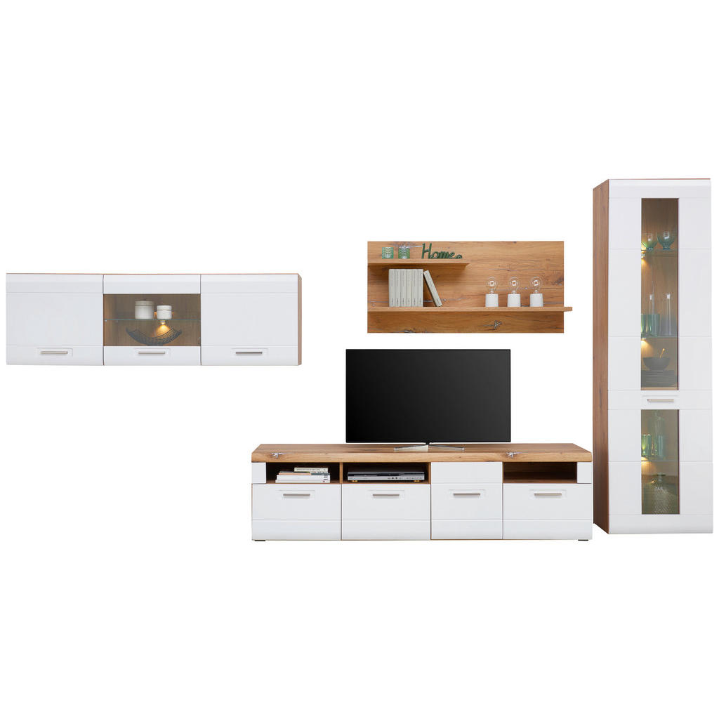 Wohnkombination 4-tlg. Auris, Weiß/eiche Dekor