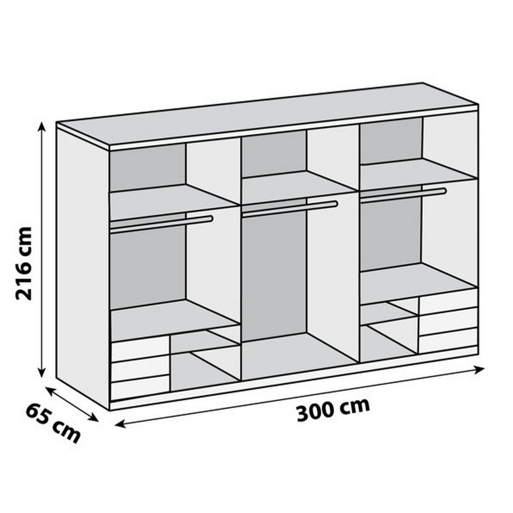 Thumbnail - Mid.you Schwebetürenschrank Wimex Level 36A, Graphit, Eiche, Metall, 5 Fächer, 6 Schubladen, 300x216x65 cm, BQ - Bündnis...
