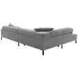 ECKSOFA Grau Feincord Rücken echt, Kopfteilverstellung, Sitzvorzug  - Schwarz/Grau, KONVENTIONELL, Textil/Metall (219/311cm) - Hom`in